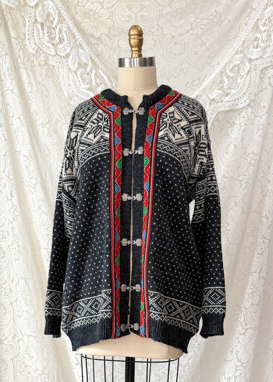 Vintage 90s Sweater Market Copenhagen Fair Isle Nordic Cardigan Sweater
